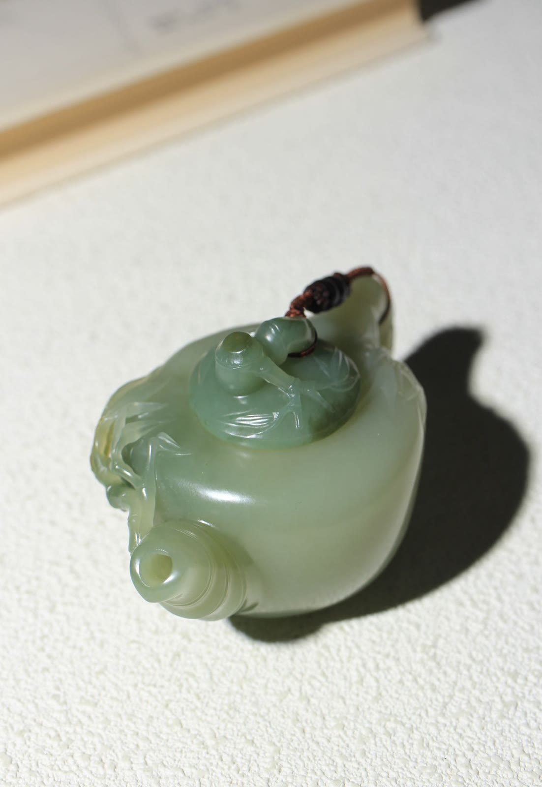 Cui Qing Seed Jade Teapot Ornament